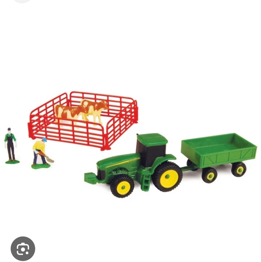 New!John Deere  10-Piece Farm Set Green Tractor with Red Fence Playset